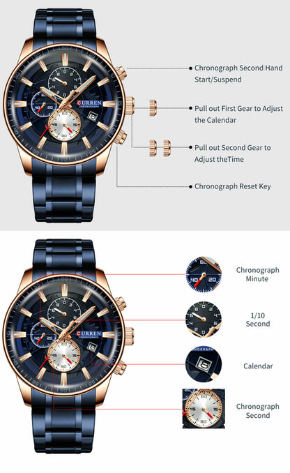 Heren Quartz Horloge – Luxe Uitstraling & Waterbestendig